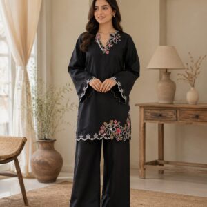 Midnight Elegance – Embroidered 2PC Suit