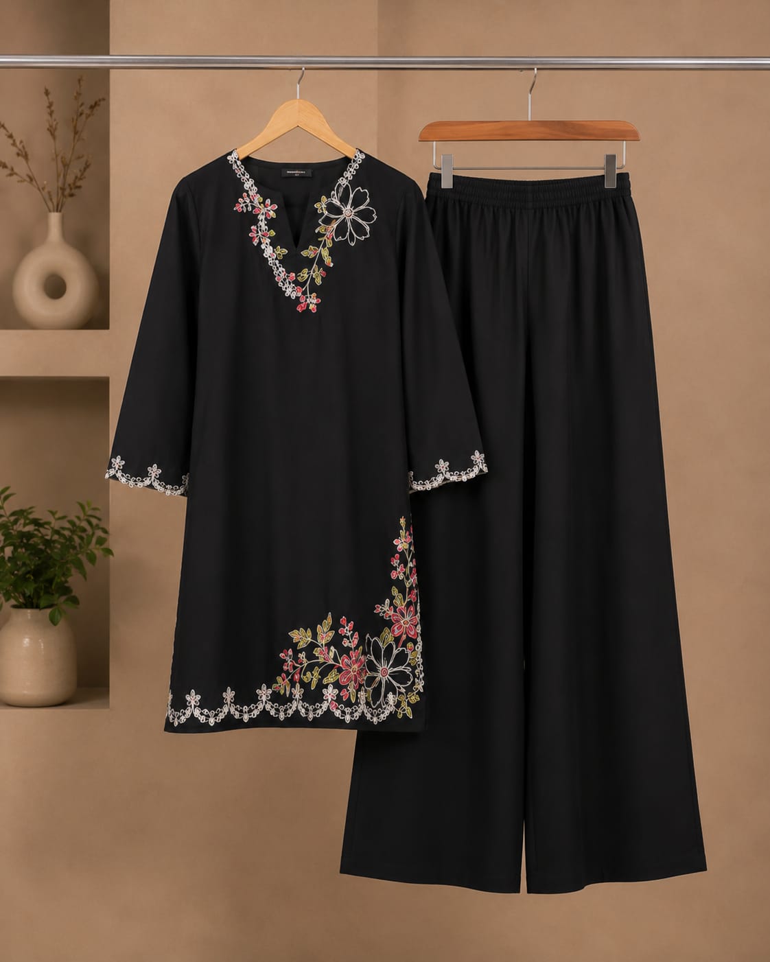 Midnight Elegance – Embroidered 2PC Suit - Image 4