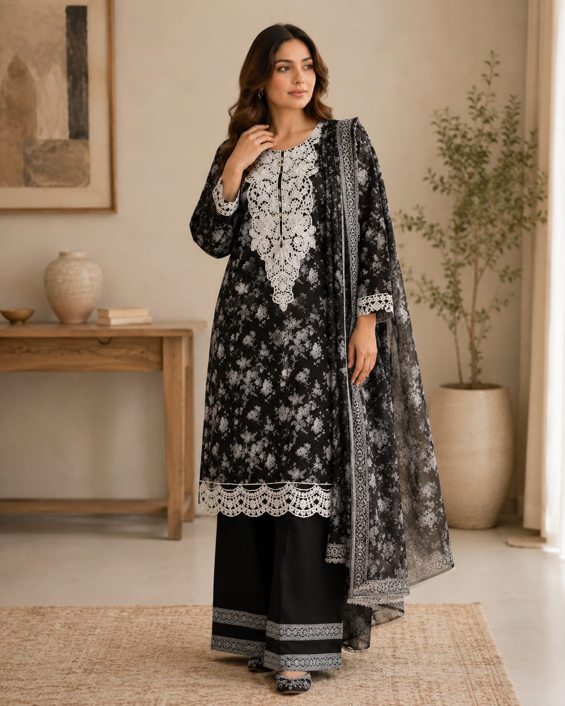 Noor-e-Siyah - 3PC Embroidered Suit