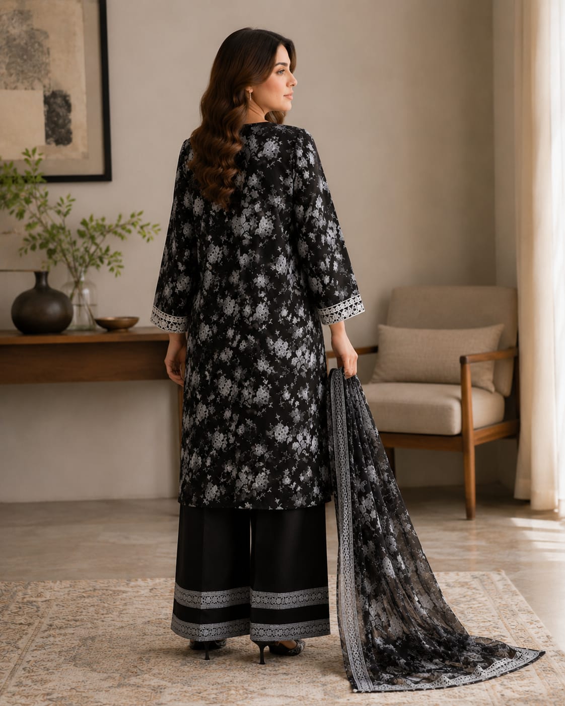 Noor-e-Siyah - 3PC Embroidered Suit - Image 4