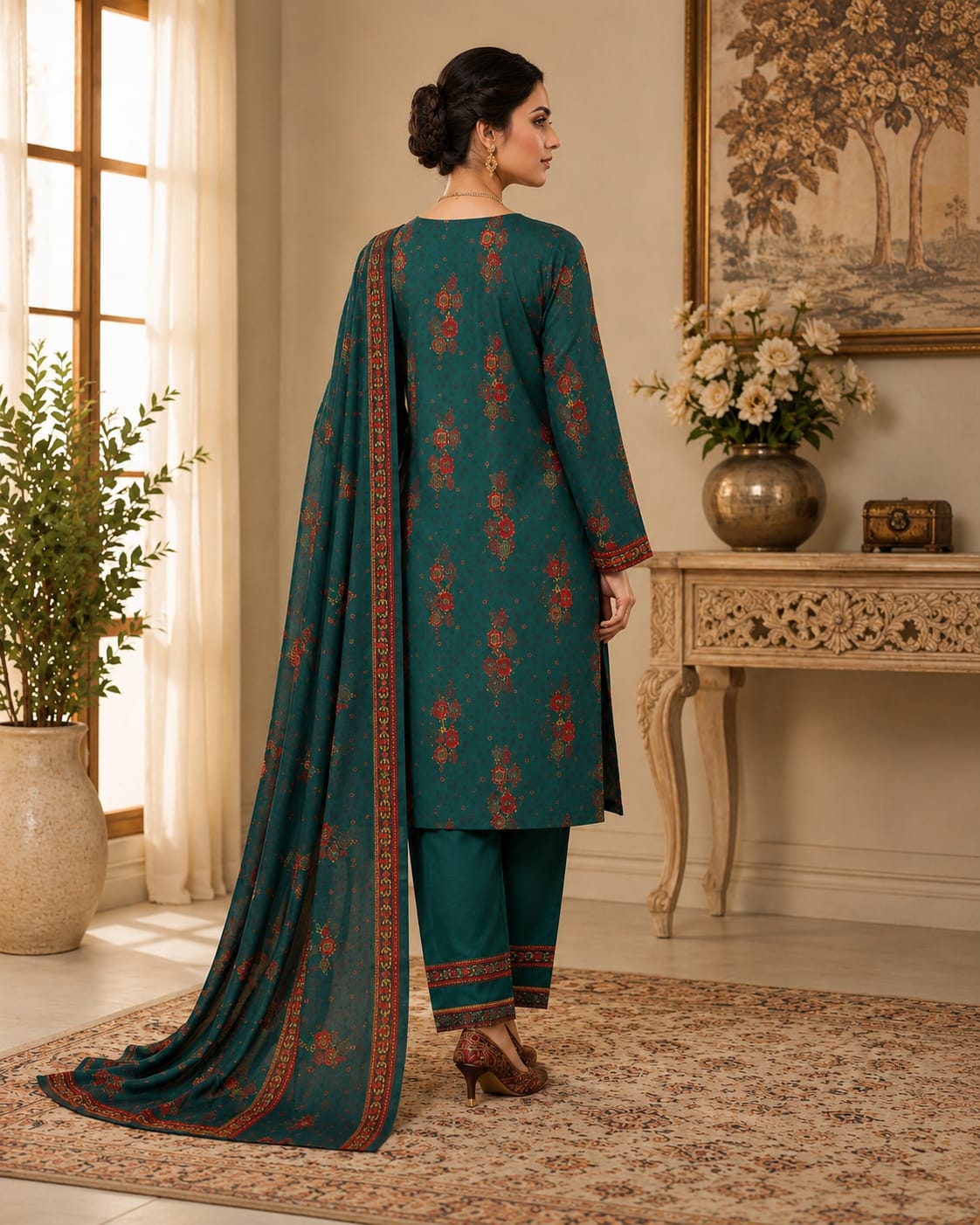 Emerald Royale – 3PC Embroidered Suit - Image 3