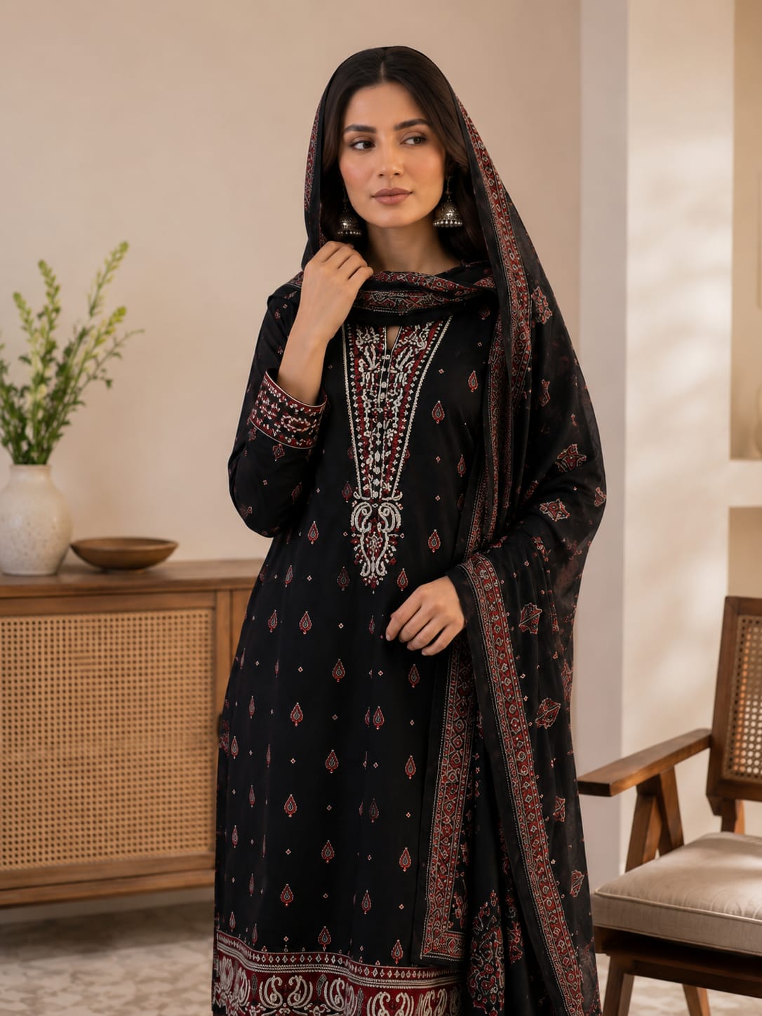 Shab-e-Noor – 3PC Embroidered Suit - Image 3